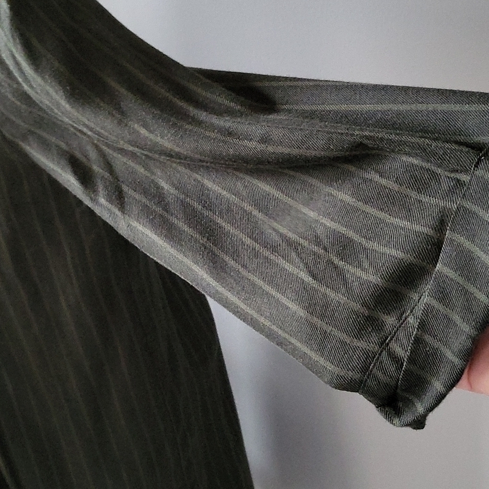 Socialite semi sheer olive green pinstriped lightweight duster/open cardigan NWT - Picture 7 of 11